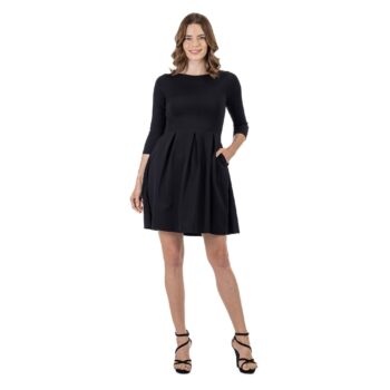 24seven Comfort Apparel Perfect Fit and Flare Pocket Dress