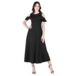 24seven Comfort Apparel Ruffle Cold Shoulder A Line Maxi Dress