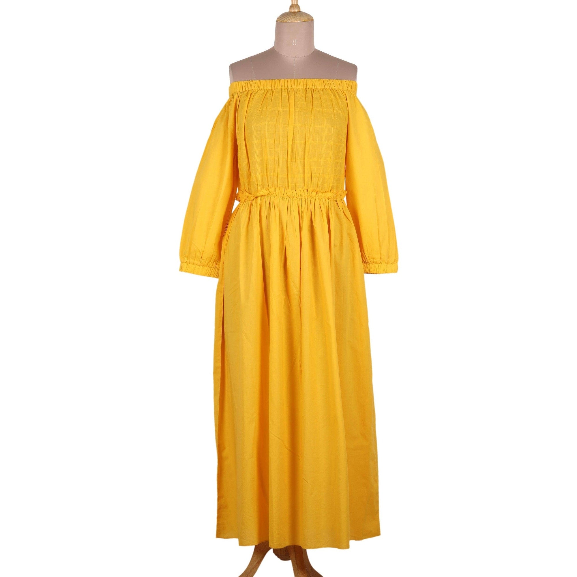 NOVICA-Cotton-off-shoulder-maxi-dress-Marigold-Muse 1196054230
