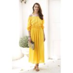 NOVICA-Cotton-off-shoulder-maxi-dress-Marigold-Muse